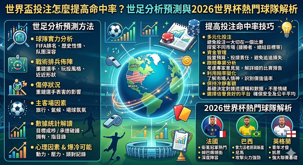 世界盃投注怎麼提高命中率？世足分析預測與2026世界杯熱門球隊解析